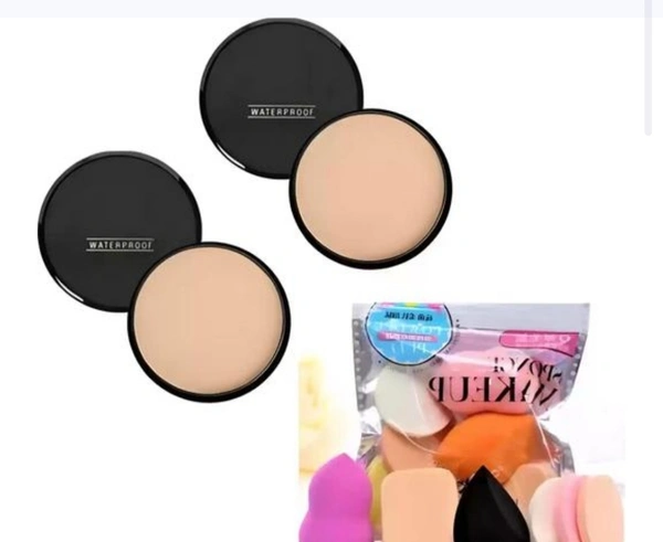 GMG Face Makeup Compact Set Of 2 & Family Pack Blender  - Free Size