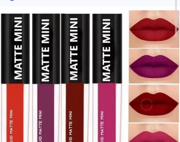 GMG Matte Mini, Multicolor/Matte liquid/Lipstick Pack Of 4 - Free Size
