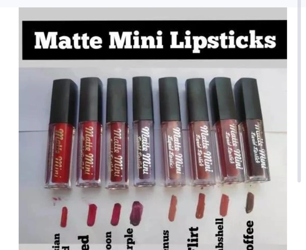 GMG Matte Mini Lipstick Pack Of 8 - Free Size