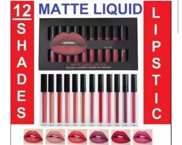 GMG New Lipstick Combo Pack Of Super Matte 12 Lipstick  - Free Size