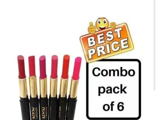 Waterproof Multicolour Moisturizer Matte And Shiny Smoothly On Your Lips the Color Rich Lipstick Pack Of 6 - Free Size