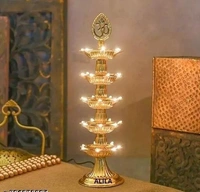 5 Layer Electric Diya Deepak Light Pooja Diya LED Light Mandir Diya for Home Temple Decor Electric Diya Plastic ( Pack of 2 ) Table Diya ( Height : 14 inch ) - Free Size