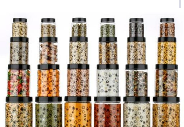 Premium Printed Design Kitchen Container With Spoon -1200ml,650ml 350ml,250ml Grocery Container   - Free Size