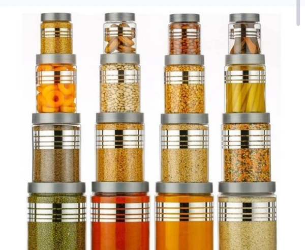 Premium 16pcs Line Printed Storage Containers  - Free Size