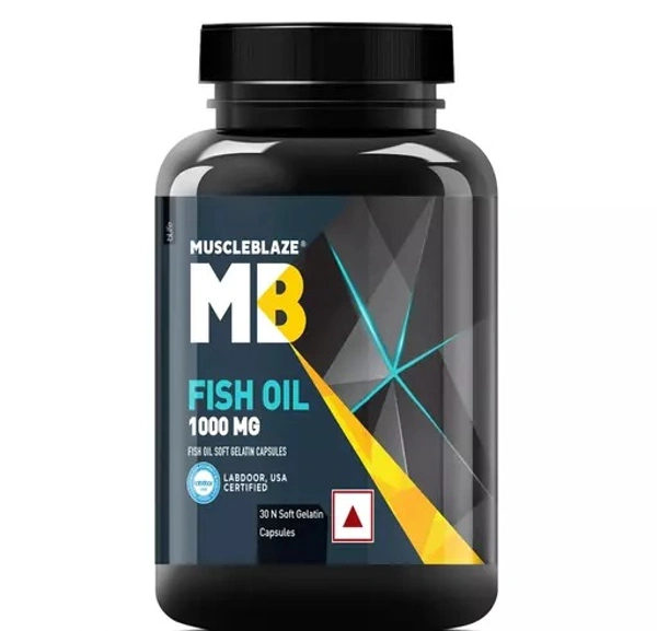 3 Fish Oil 1000 mg, India's Only Labdoor USA Certified for Purity & Accuracy with 180 mg EPA and 120 mg DHA, 30 Capsules