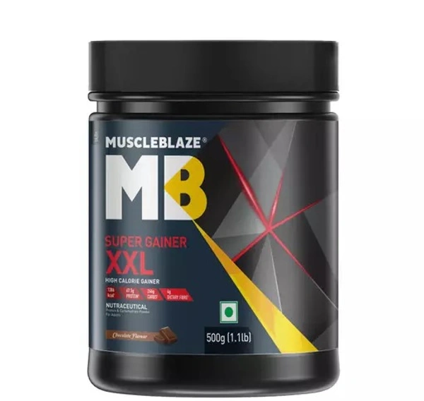 MuscleBlaze Super Gainer XXL, For Muscle Mass Gain (Chocolate, 500 g / 1.1 lb)