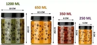 Premium Printed Design Kitchen Containers with 24 Spoons Set Of 24 Black - 250 ml, 350 ml, 650 ml, 1200 ml Plastic Grocery Container (Pack of 24, Black) - Free Size