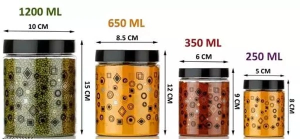 Premium Printed Design Kitchen Containers with 24 Spoons Set Of 24 Black - 250 ml, 350 ml, 650 ml, 1200 ml Plastic Grocery Container (Pack of 24, Black) - Free Size