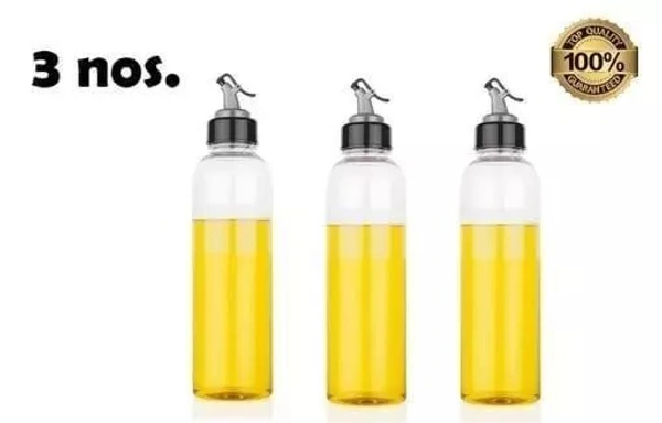 Food-Grade Plastic 1 litres Oil Dispenser/Pour for Cooking, Easy Flow Oil and Vinegar Bottle, Liquid Dispenser, Transparent, Unbreakable Pack oF 3 PSC - 