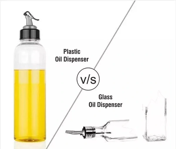 Food-Grade Plastic 1 litres Oil Dispenser/Pour for Cooking, Easy Flow Oil and Vinegar Bottle, Liquid Dispenser, Transparent, Unbreakable Pack oF 3 PSC - 