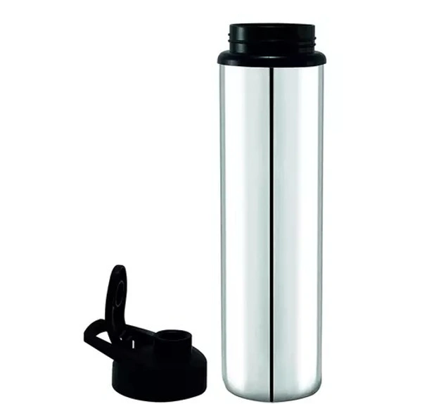 Stainless Steel Sports Water Bottles Single Wall BPA Free & Leak Proof Cap and Steel Bottle silver, Steel fridge Bottle, Water Bottle 1000ml(1 litre)Approx, Pack of 2 - Free Size