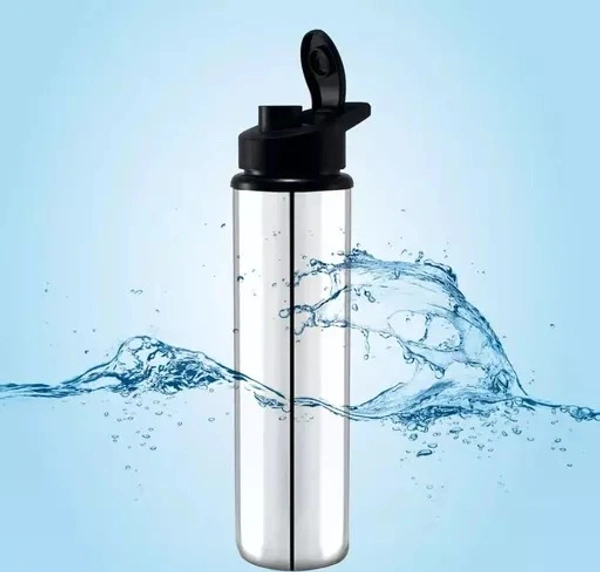 Stainless Steel Sports Water Bottles Single Wall BPA Free & Leak Proof Cap and Steel Bottle silver, Steel fridge Bottle, Water Bottle 1000ml(1 litre)Approx, Pack of 1 - 1Ltr