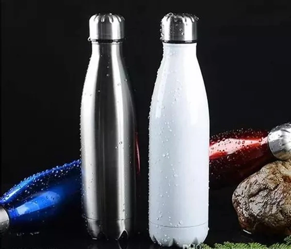 Stainless Steel Cola 500 ml Capacity Hot and Cold Water Bottle Pack of 1 Silver - 500ML