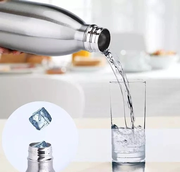 Stainless Steel Cola 500 ml Capacity Hot and Cold Water Bottle Pack of 1 Silver - 500ML
