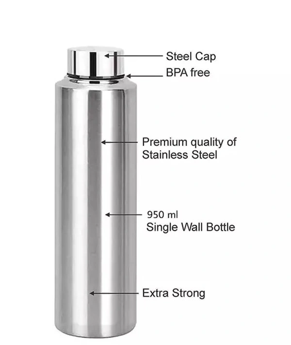 PACK OF 1 Stainless Steel Water Bottle 1000ml (1 litre), Stainless Steel Bottle silver, Steel fridge Bottle ,Steel Sports Bottle,Steel Bottle, Gym,Office,Water Bottle 1000ml. - 1000ML