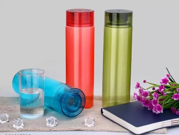 PET H2O Fridge Water Bottle For School / College / Office Water Bottle Set Of 3 Pic - 1000 ML - 1000ML