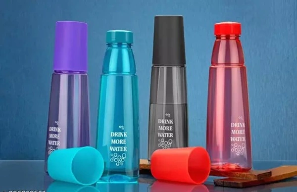 OCTRAWARE Plastic Water Bottle with Drinking Glass SCHOOL, OFFICE, TRAVELING Bottle pack of 4