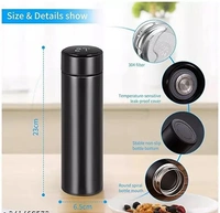 Stainless Steel Sports Water Bottle with LED Temperature Display, Double Wall Vacuum Insulated Water Bottle, Stay Hot for 24 Hrs, Cold for 24 Hrs (Pure black)