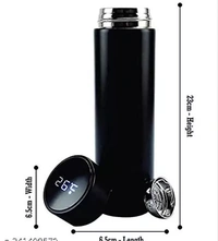 Stainless Steel Sports Water Bottle with LED Temperature Display, Double Wall Vacuum Insulated Water Bottle, Stay Hot for 24 Hrs, Cold for 24 Hrs (Pure black)