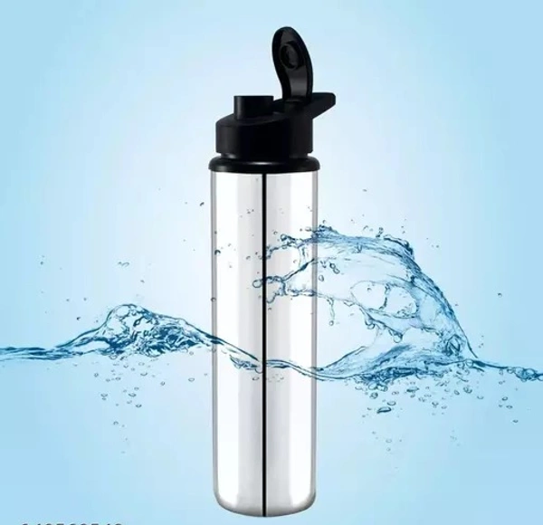Maroof Steel (( SPORTS )) Stainless Steel Sports Water Bottles Single Wall BPA Free & Leak Proof Cap and Steel Bottle silver, Steel fridge Bottle, Water Bottle, Steel Bottle 1000ml(1 litre)Approx, Pack of 1 - 1000ML