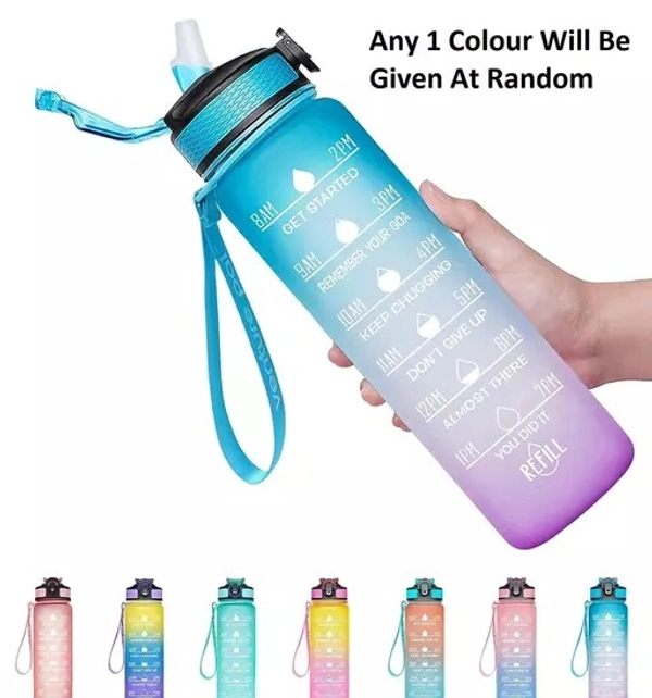 Nymbus 1000ml Water Bottle, Leakproof BPA & Toxic Free, Motivational Water Bottle with Times to Drink and Straw, Fitness Sports Water Bottle with Strap for Office, Gym, Outdoor Sports - 1000ML