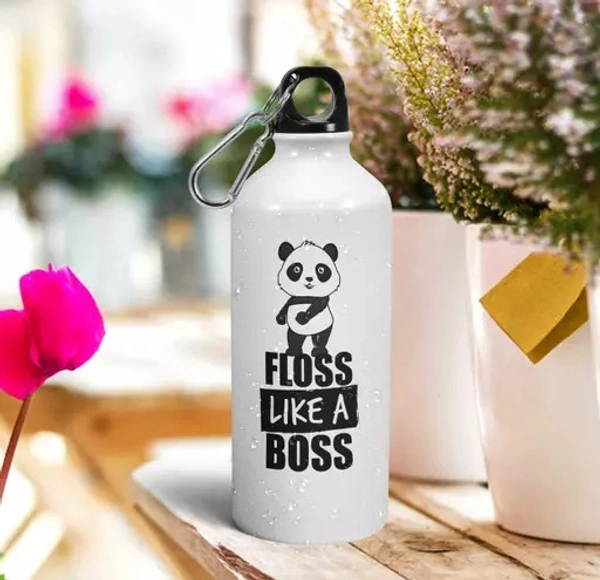 Morons Floss Like A PandaBoss Printed Sipper Water Bottle For Kids Birthday Gift -- 600ml -- White -- Pack of 1 - 600ML