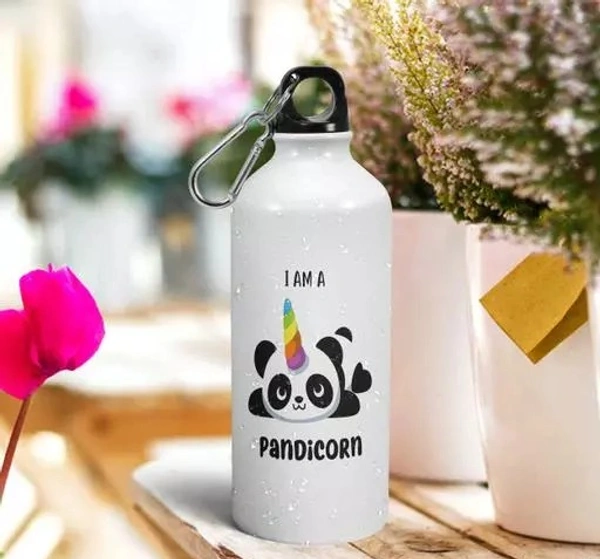 Morons I Am Pandicorn Printed Sipper Water Bottle For Kids Birthday Gift -- 600ml -- White -- Pack of 1 - 600ml