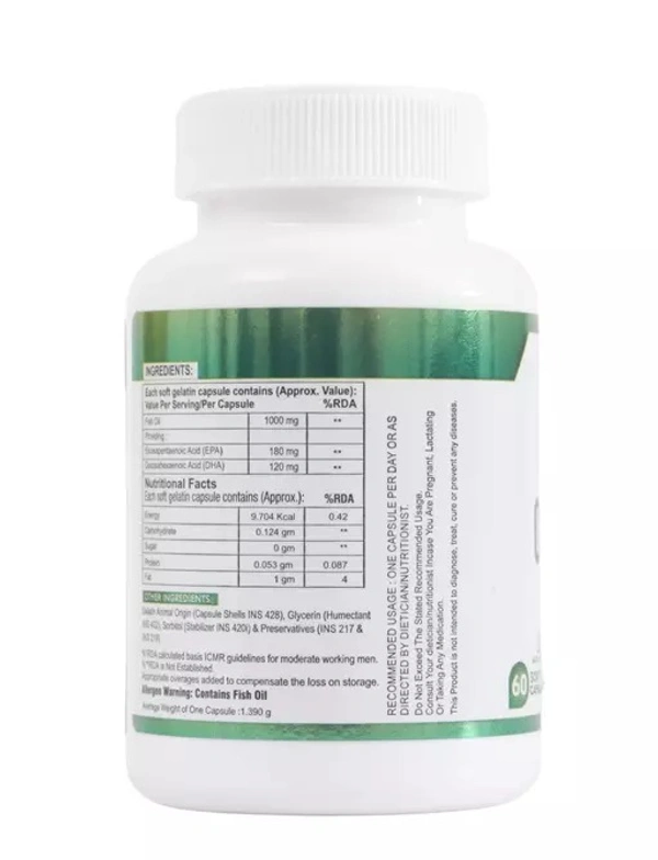 Nveda 3 Fish Oil (1000 mg 3, with 180 mg EPA & 120 mg DHA) (60 Softgels)