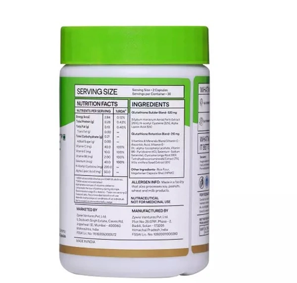 OZiva Glutathione Builder | For Hydration & Skin Brightening (60 Capsules)