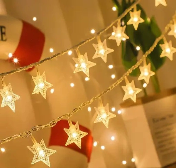 X Pulse Star String Lights, Plug in Fairy String Lights Waterproof, Extendable for Indoor, Outdoor, Wedding Party, Christmas Tree, New Year, Garden Decoration, Warm White