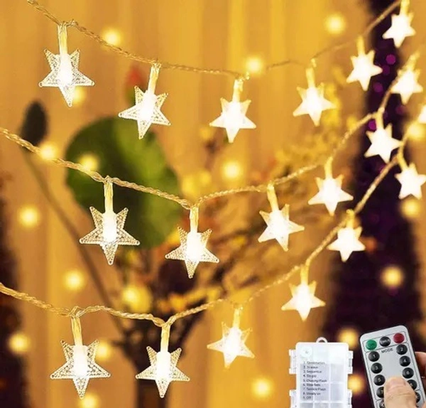 X Pulse Star String Lights, Plug in Fairy String Lights Waterproof, Extendable for Indoor, Outdoor, Wedding Party, Christmas Tree, New Year, Garden Decoration, Warm White