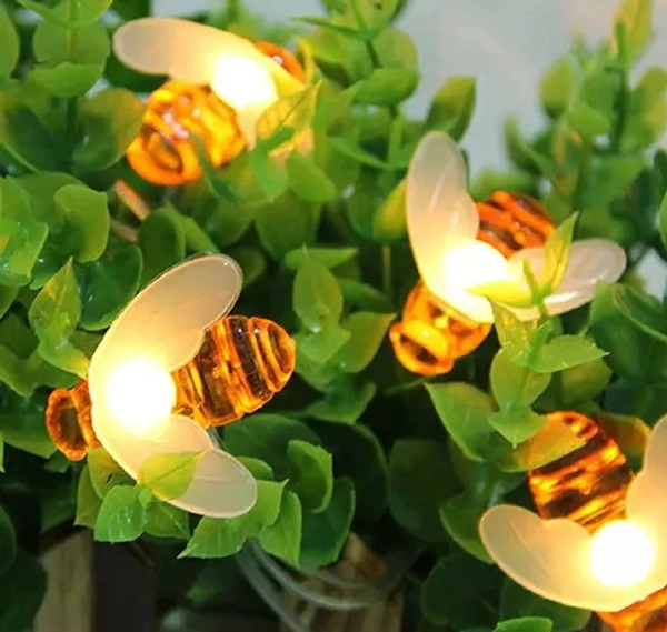 X Pulse Honey Bee String Light, Plug-in Mode Garden Hanging Lamp Decorative for Party Wedding Christmas Decor Holiday Lighting (14 Led Warm White)