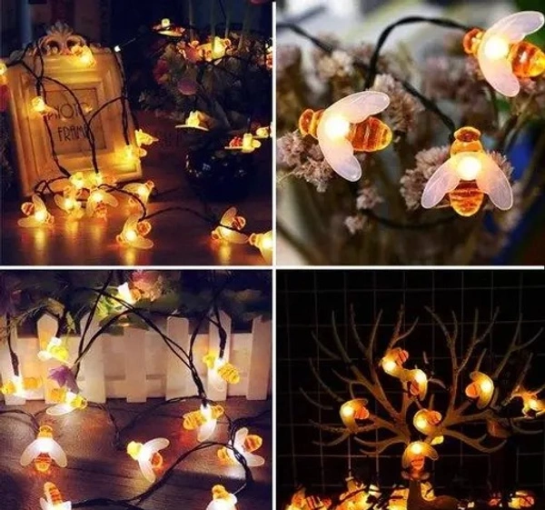 X Pulse Honey Bee String Light, Plug-in Mode Garden Hanging Lamp Decorative for Party Wedding Christmas Decor Holiday Lighting (14 Led Warm White)