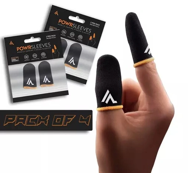 X Pulse E-Sports Anti Slip Mobile Gaming Finger Sleeve (4 Pieces) for PUBG/Free Fire/CODM with Carry Box- Pack of 2- Black - Free Size