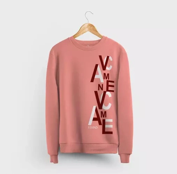 FLYIND VOGUE OUTFIT Men's Typograhic Print Round Neck Peach Sweatshirts - XL