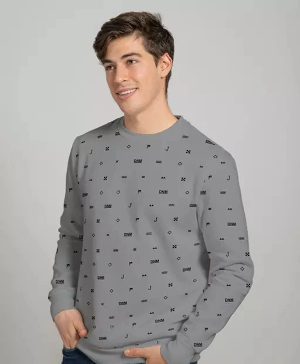 FLYIND VOGUE OUTFIT Men's Micro Round Neck Grey Sweatshirts - XL