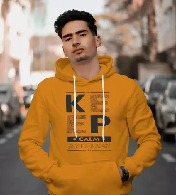FLYIND VOGUE OUTFIT Men's Printed Hood Mustard Sweatshirts - M