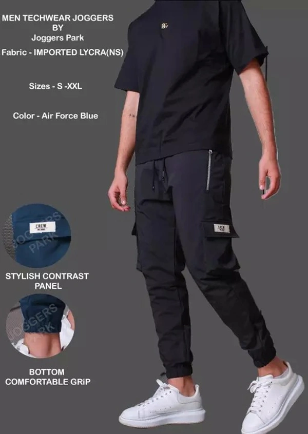 Joggers Park Mens Stylish Zipper Tech Wear Pants - 28