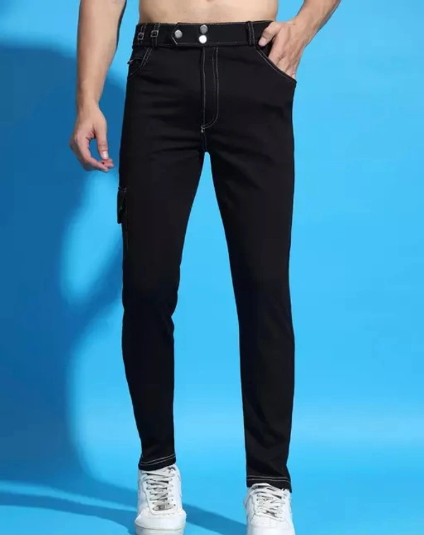 Lycra Stretchable Formal Pants For Men | Stylish Slim Fit Men's Wear Trousers for Office or Party | Men's Fashion Dress Trouser Pant (Black) - 28