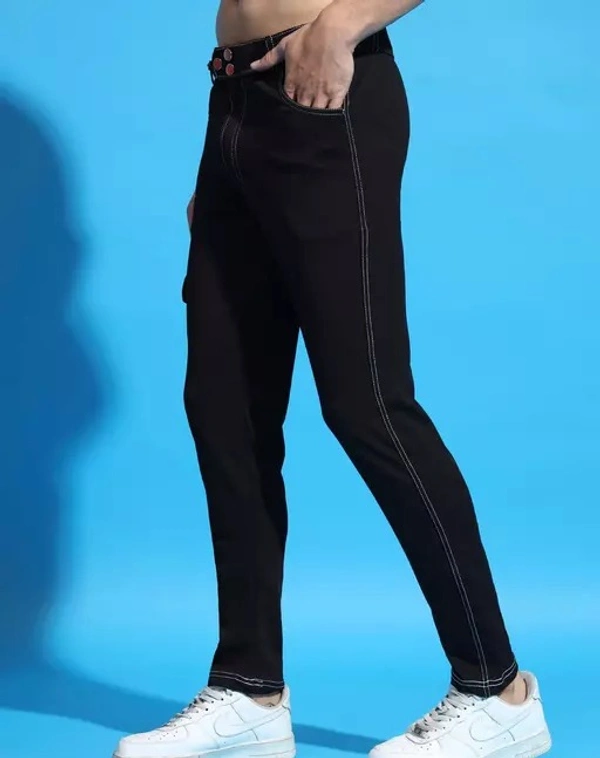 Lycra Stretchable Formal Pants For Men | Stylish Slim Fit Men's Wear Trousers for Office or Party | Men's Fashion Dress Trouser Pant (Black) - 28