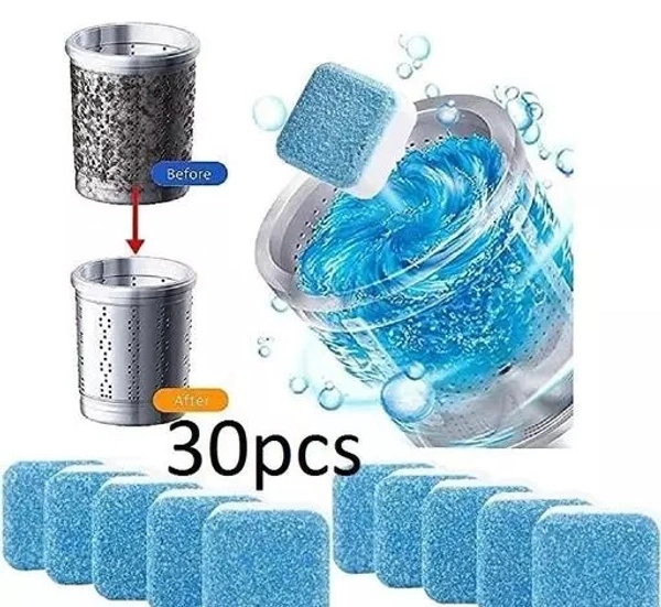 (Pack of 30) Washing Machine Deep Cleaner Tablets ,Descaling Powder Tablets for All Company? Front and Top Load Machine, Effervescent Tablet for Perfectly Automatic Cleaning of Tub & Drum Stain Remover - Free Size