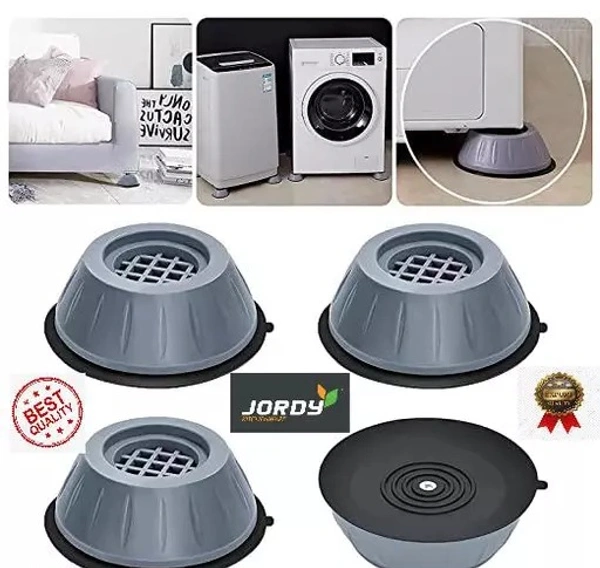 Jordy Anti Vibration Pads for Washing Machine Washing Machine Feet Pads Shock Absorber Noise Cancelling Washer Support, Washing Machine Anti Vibration Pad Heightening Pads with Suction Cup (4 pcs) - Free Size