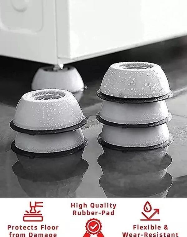 Jordy Anti Vibration Pads for Washing Machine Washing Machine Feet Pads Shock Absorber Noise Cancelling Washer Support, Washing Machine Anti Vibration Pad Heightening Pads with Suction Cup (4 pcs) - Free Size