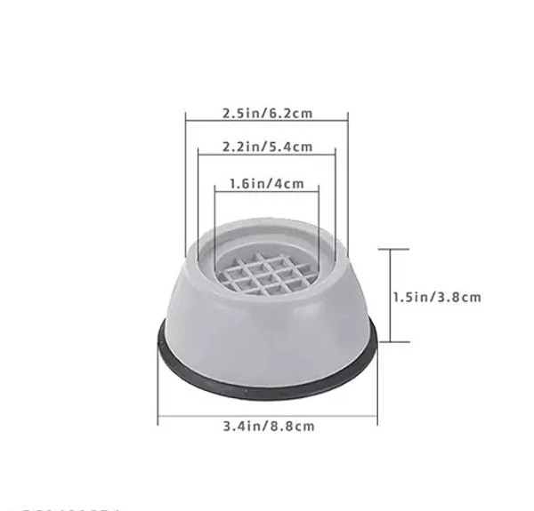 Jordy Anti Vibration Pads for Washing Machine Washing Machine Feet Pads Shock Absorber Noise Cancelling Washer Support, Washing Machine Anti Vibration Pad Heightening Pads with Suction Cup (4 pcs) - Free Size