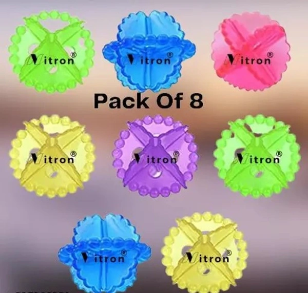 Nitron® 8 Pcs Soft Silicone Laundry Ball For Cloth Cleaning CLOTH CLEANING WASHING BALL TRANSPARENT MULTICOLOR Pack OF 8(00021) - Free Size