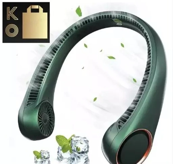 KO Super Portable Neck Fan, Personal Mini USB Charging Bladeless Neck Fan Handsfree Neckband Hanging Fans, Wearable Necklace for Camping Hiking Outdoor,Travel,Kitchen Multi Colour {White,Blue,Black,Pink,Green} - Free Size