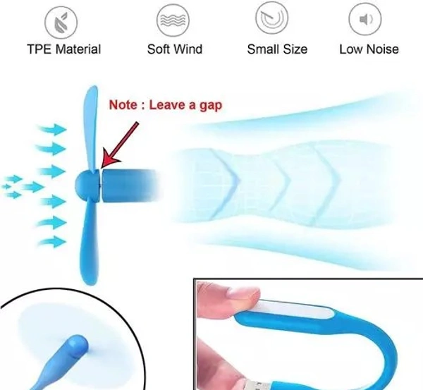 Portable USB Fan, Compatible with Any USB Port Like Laptop/Computer/Power Bank/Adaptor O2X Typ - Flexible USB Fan - Ro2™ - 748 USB Fan (Terra Blue) - Free Size