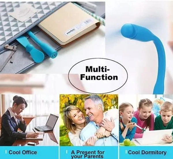 Portable USB Fan, Compatible with Any USB Port Like Laptop/Computer/Power Bank/Adaptor O2X Typ - Flexible USB Fan - Ro2™ - 748 USB Fan (Terra Blue) - Free Size