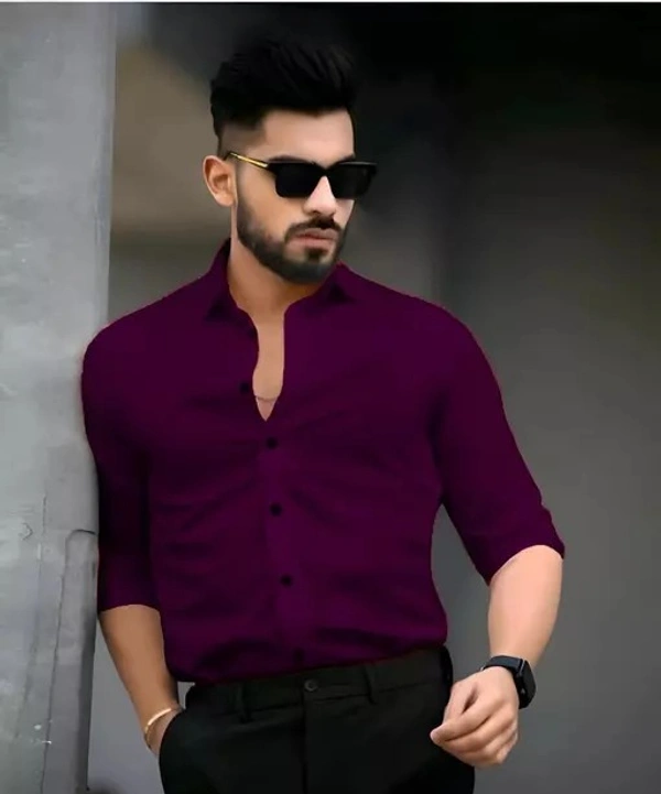 Hansam Imported Formal Cotton Shirts For Men's (PURPLE) - M