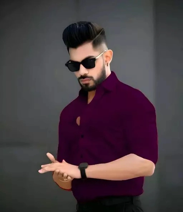 Hansam Imported Formal Cotton Shirts For Men's (PURPLE) - M